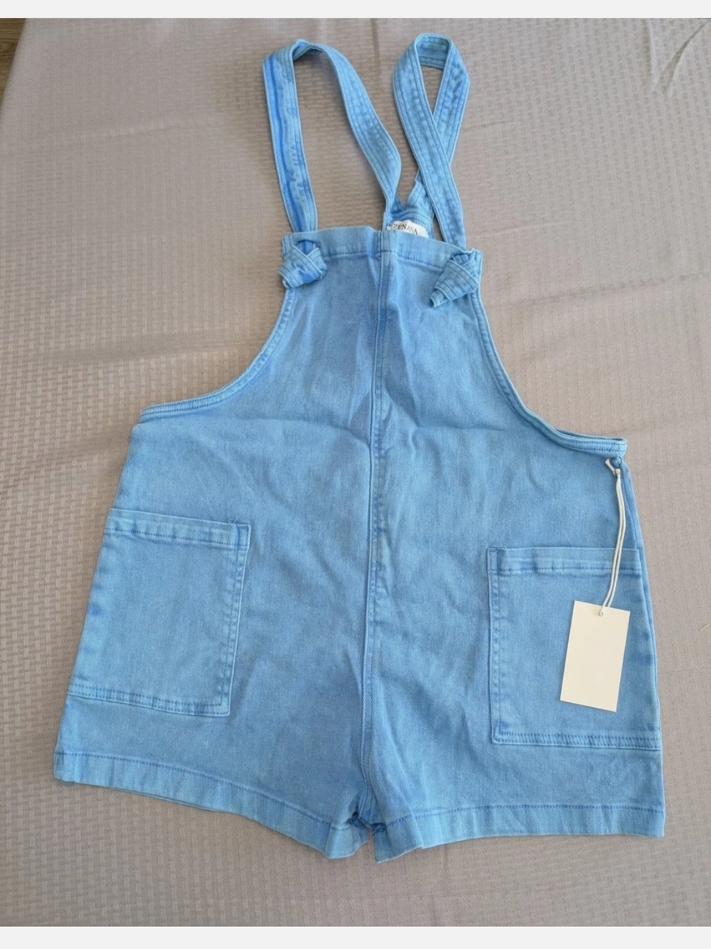 Zenana Women's Knot Strap Cotton Blend Romper/Overalls Ocean Blue - Various